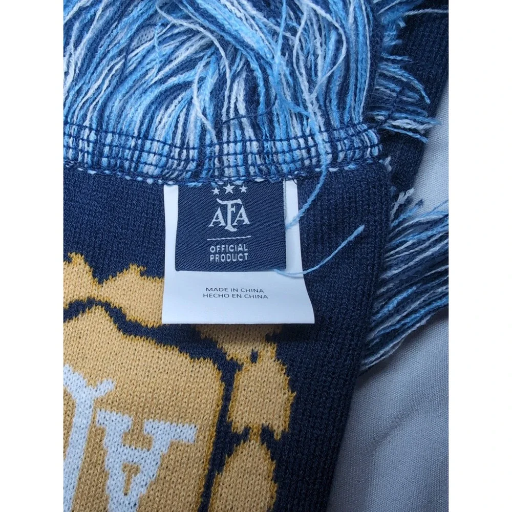 Messi #10 Oficial AFA Argentina Soccer Scarf Icon Sports Blue White Knit New